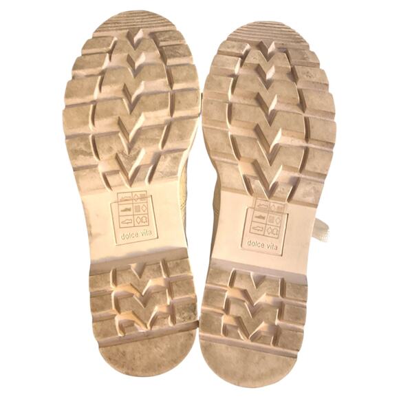 Dolce Vita Pace Cream Croc Faux Shearling Trim Lug Sole Hiker Ankle Boots Sz 6.5 - Picture 14 of 14